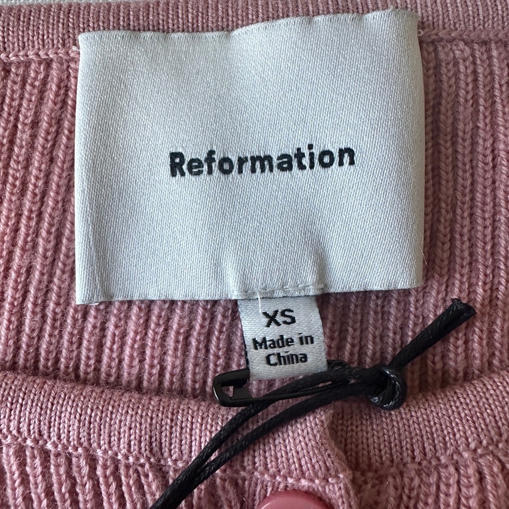 NWT Reformation Meadow Regenerative Wool Cardigan | Dusty Rose Pink XS - Picture 4 of 9